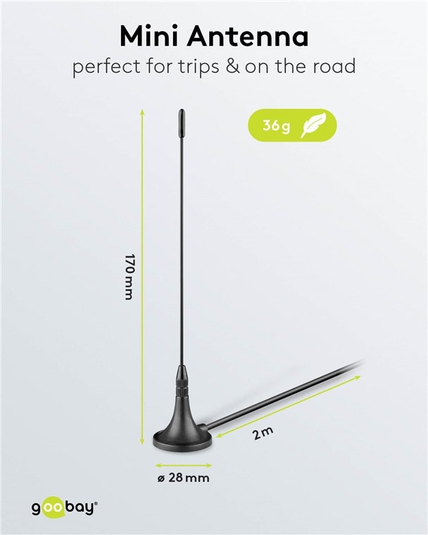 Goobay UHF/VHF/DVB-T/T2 antenne voor binnen en buiten | passief | 3 dBi | 2 meter - Afbeelding 3