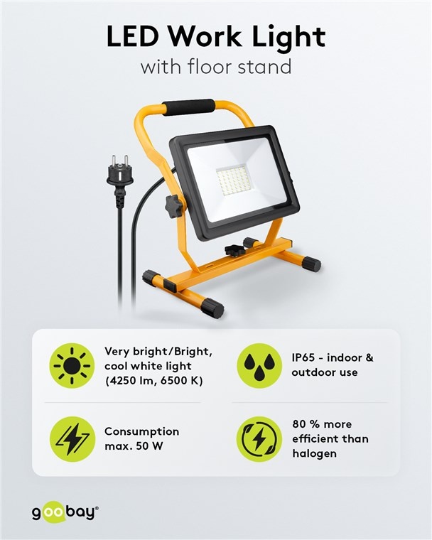 Goobay LED bouwlamp met standaard - 50W - Afbeelding 2