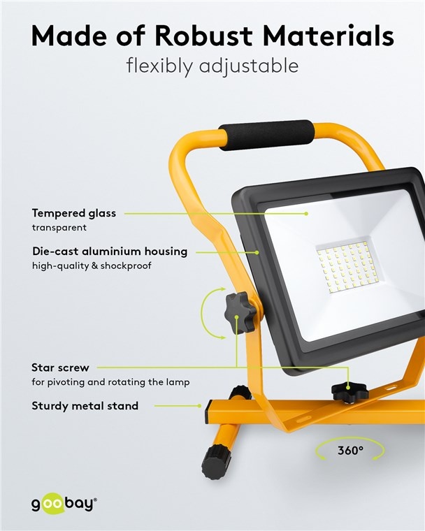 Goobay LED bouwlamp met standaard - 50W - Afbeelding 5