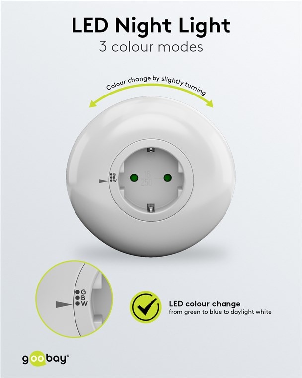 Goobay LED nachtlamp | plug-in | 3 kleuren | IP20 - Afbeelding 6