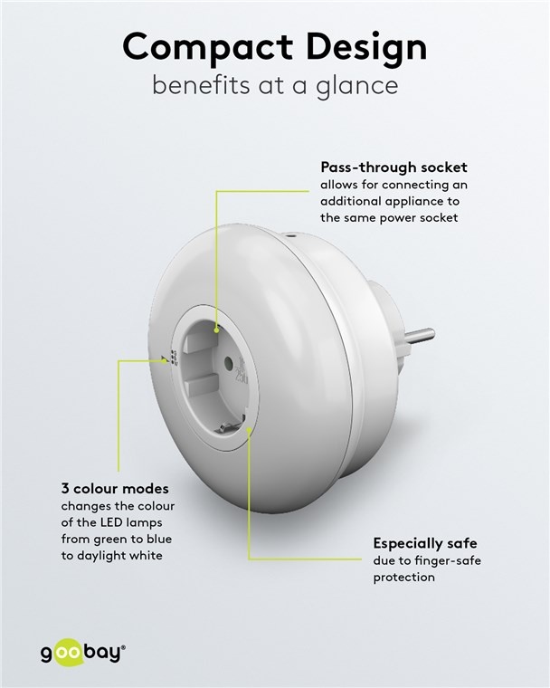 Goobay LED nachtlamp | plug-in | 3 kleuren | IP20 - Afbeelding 9