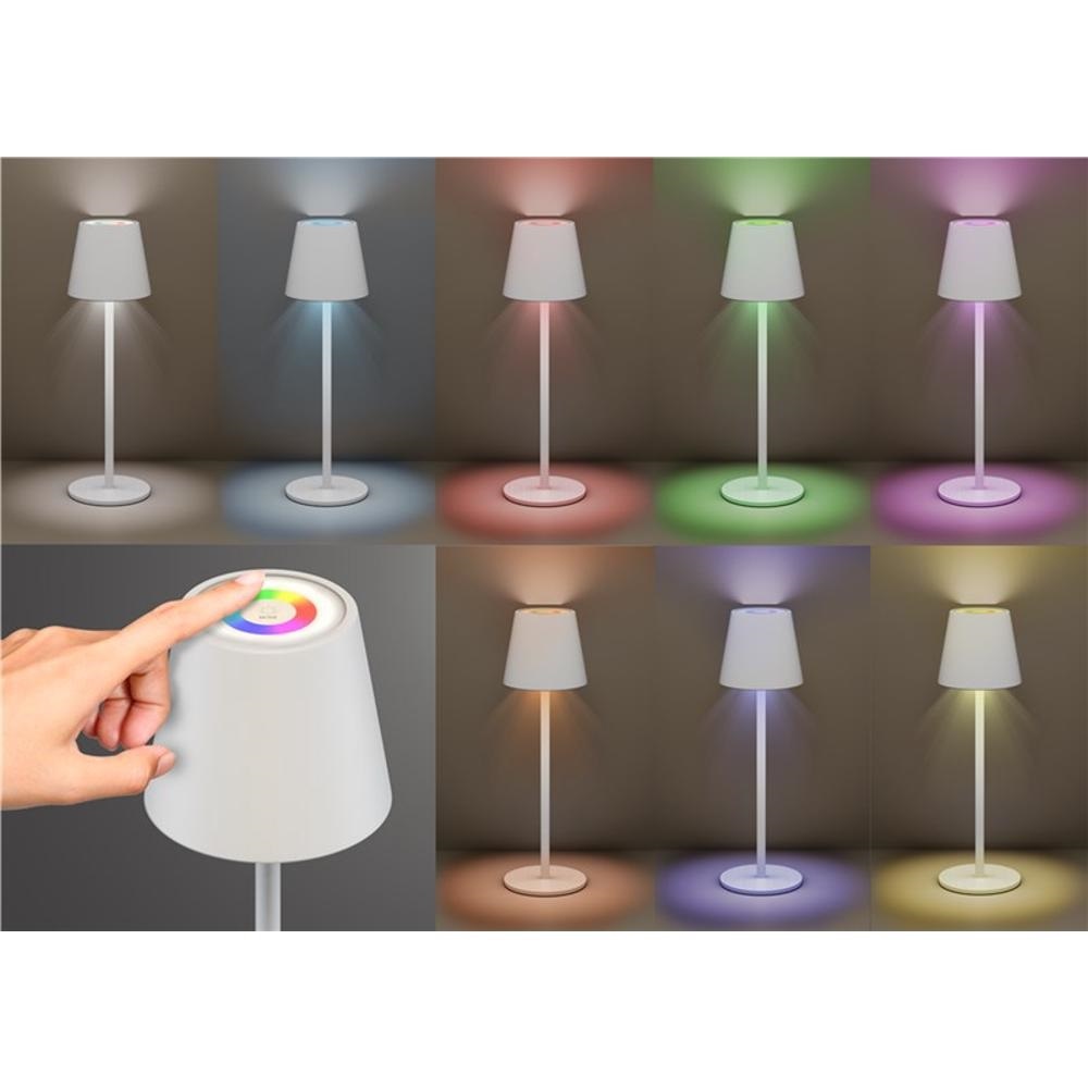Goobay LED-tafellamp | RGB + warm wit | dimbaar | oplaadbaar (USB-C) | wit | IP44 - Afbeelding 8