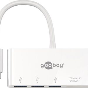 Goobay USB-C hub met 3 poorten en kaartlezer - busgevoed - USB3.0 / wit - 0,15 meter