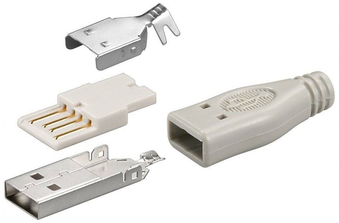 USB-A (m) soldeerbare connector - USB2.0 / beige