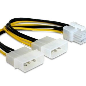PCIe 8-pins (m) - 2x Molex 4-pins (m) voedingsadapter - 0,15 meter