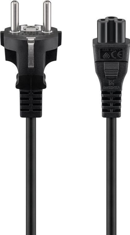Goobay Mains Cable with Safety Plug, 1 m, black, (3*0.75 mm²)