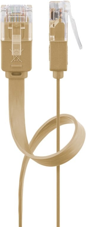Goobay CAT 6 Flat Patch Cable, U/UTP, light brown 0.5 m