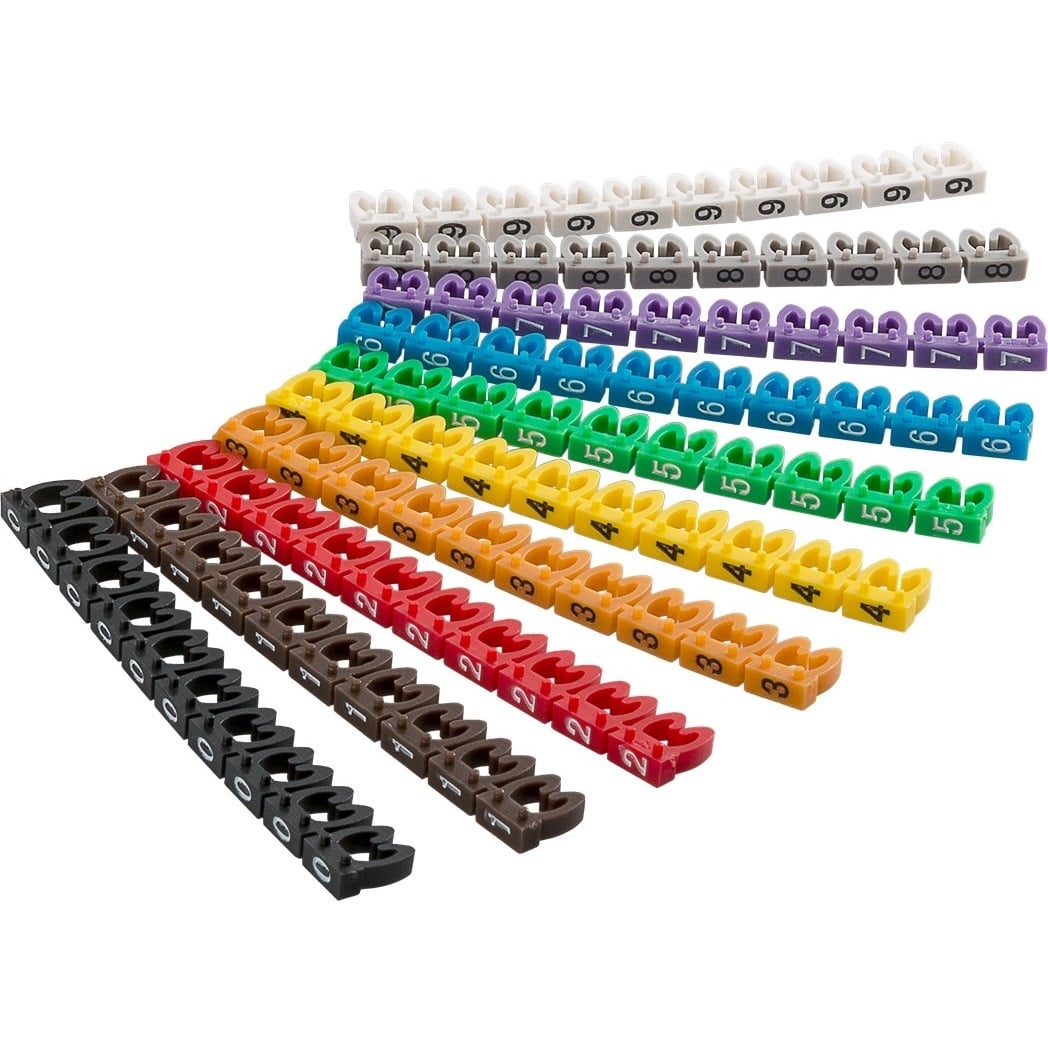 Goobay markeerclips (0-9) voor kabels - 3,8 - 5,9 mm - 100 stuks / diverse kleuren