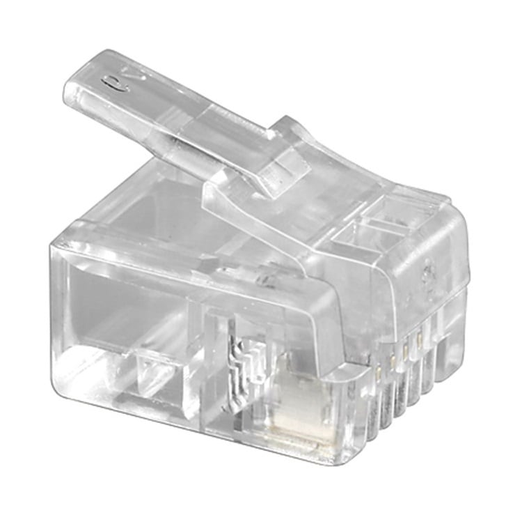RJ11 krimp connectoren (6P4C) voor ronde telefoonkabel - 10 stuks / transparant
