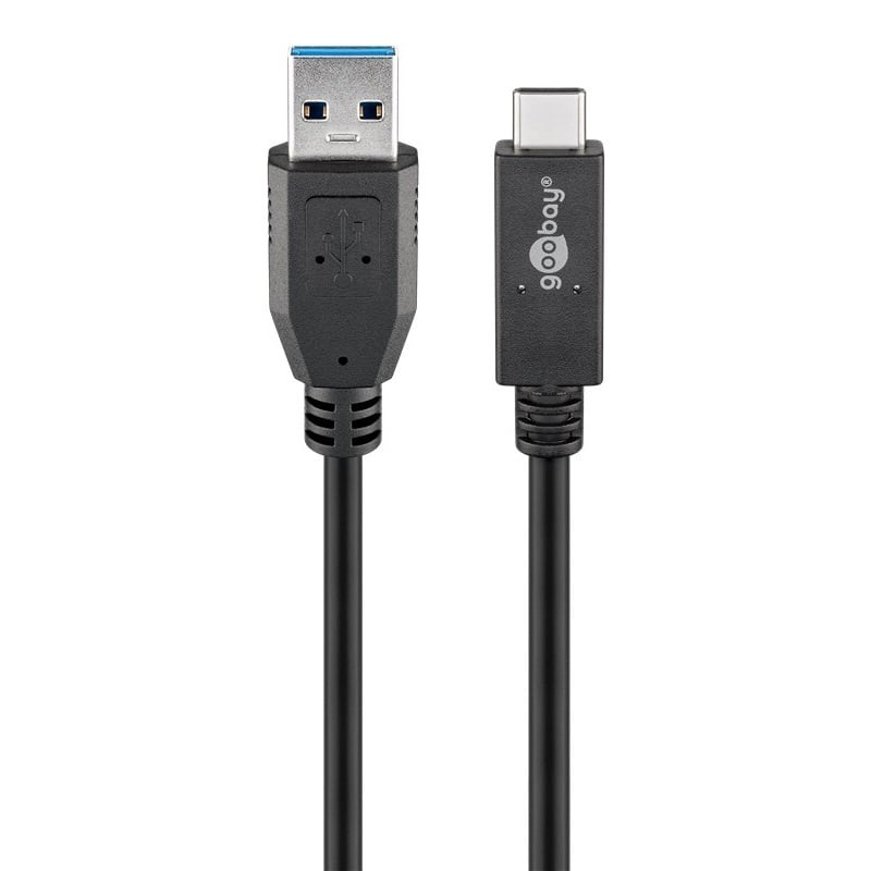 USB-C - USB-A kabel | USB3.1 10 Gbps | PD 60W | zwart