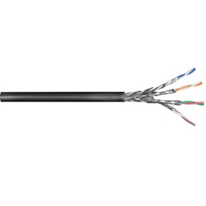 S/FTP CAT6 Gigabit outdoor netwerkkabel met vaste aders - AWG24 / zwart - 100 meter
