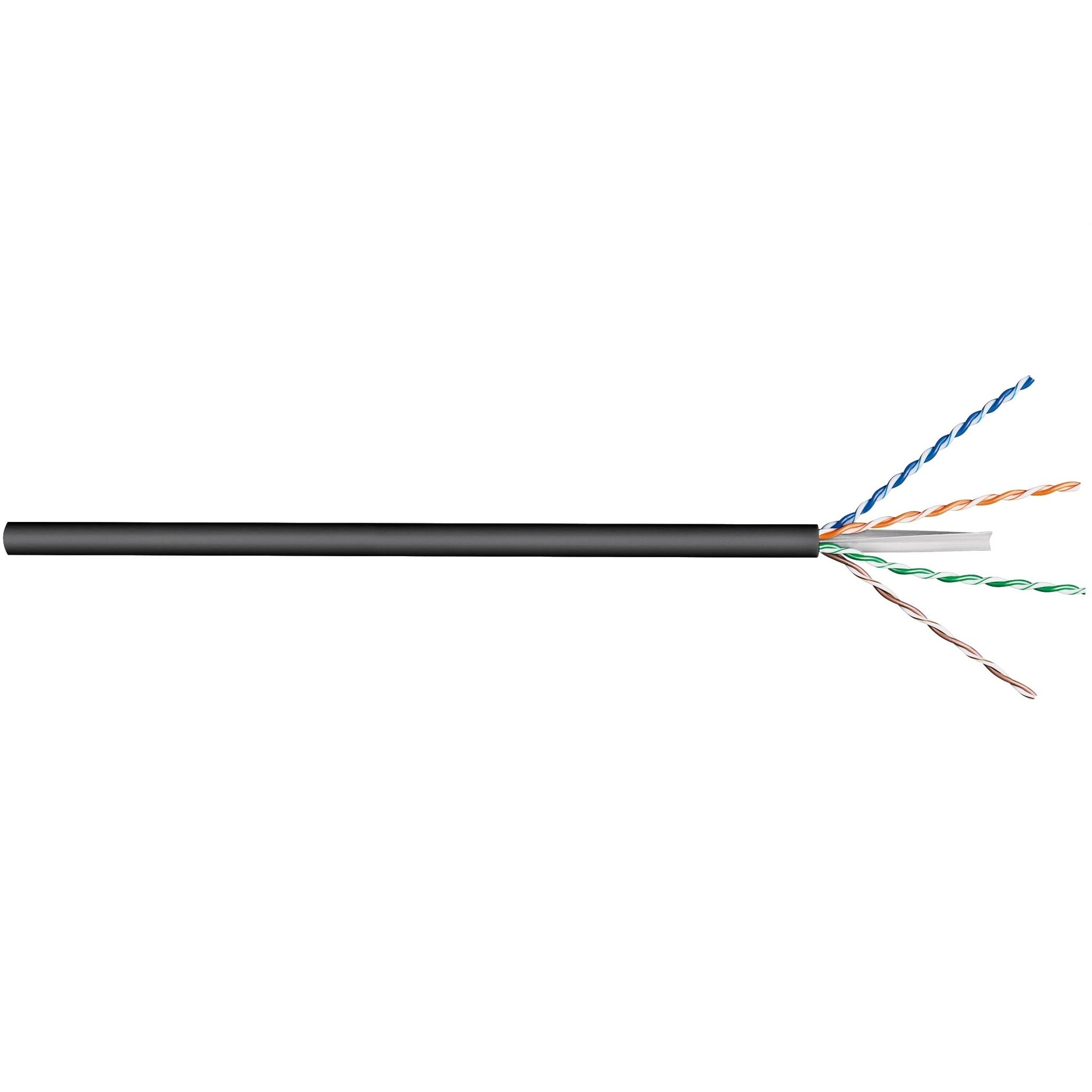 U/UTP CAT6 Gigabit outdoor netwerkkabel met vaste aders - AWG23 / zwart - 100 meter
