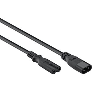 C7 - C8 stroom verlengkabel - 2x 0,75mm / zwart - 2 meter