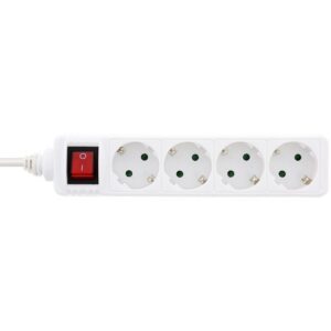 Stekkerdoos met 4 contacten en schakelaar / wit - 1,5 meter