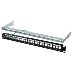 19 inch patch panel met kabelgeleiding | voor 24 Keystone modules | 1U | zwart