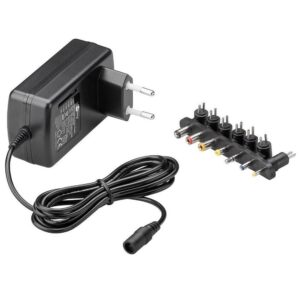 Universele voedingsadapter 9-24V / 1-1,5A / 24W met 7 verwisselbare pluggen / zwart - 1,6 meter
