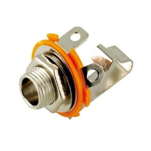 6,35mm Jack (v) inbouw connector - metaal - 2 soldeerpunten / mono