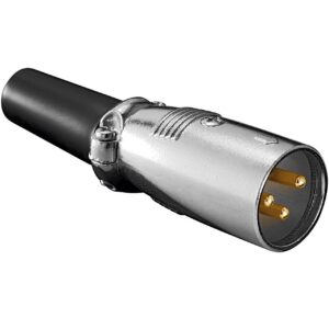 XLR 3-pins (m) connector met rubberen trekontlasting - verguld / grijs/zwart