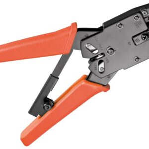 Professionele krimptang met ratelmechanisme voor RJ45, RJ12, RJ11 en RJ10 connectoren - metaal / rood/zwart