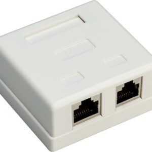 CAT6 Gigabit netwerk uitvoerdoos/montagedoos met 2 RJ45 poorten - afgeschermd / wit