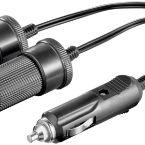 Sigarettenaanstekerplug splitter met 2 12-24V poorten / zwart - 0,20 meter