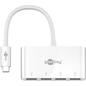 Goobay USB-C hub met 4 poorten - busgevoed - USB3.0 / wit - 0,15 meter