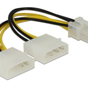 PCIe 6-pins (m) - 2x Molex 4-pins (m) voedingsadapter - 0,15 meter