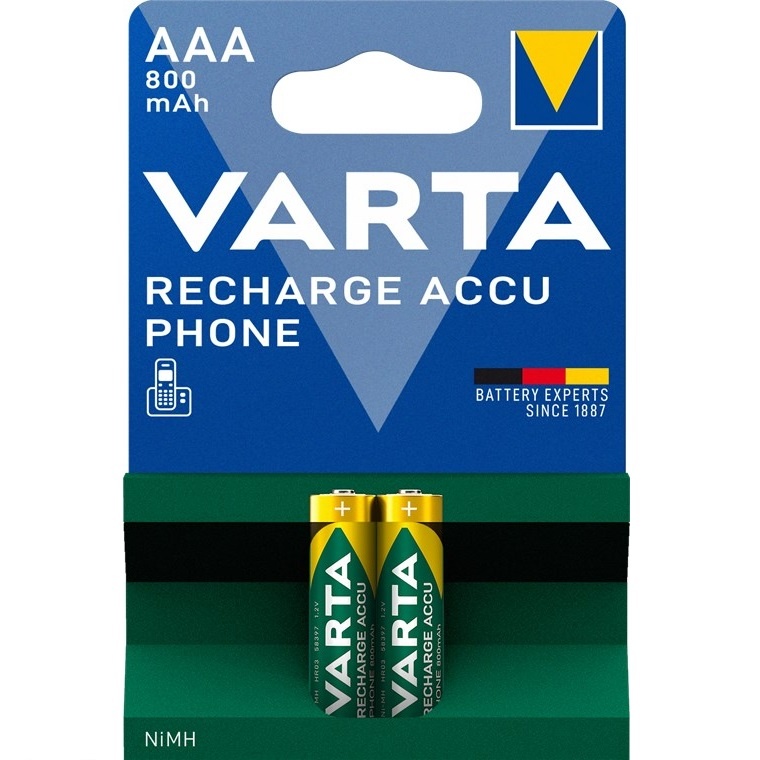 Varta AAA (HR03) Recharge Accu Phone batterijen / 800 mAh - 2 stuks in blister