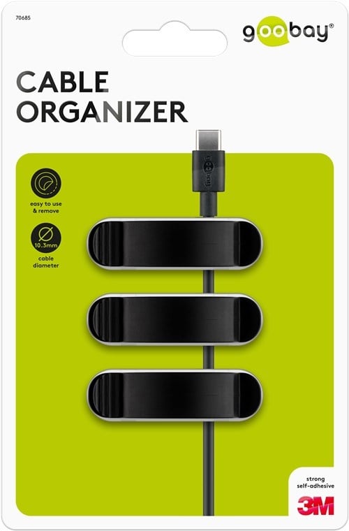Goobay Cable Management Clip 3 Slots, Black