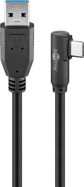 Goobay USB 3.0 USB-C™ to USB-A Cable, 90°, 1 m, Black