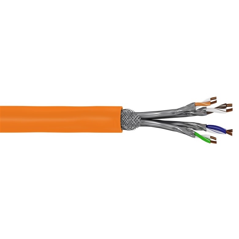 SFTP CAT7a netwerkkabel | vaste aders | AWG23 | LSZH | oranje | 50 meter