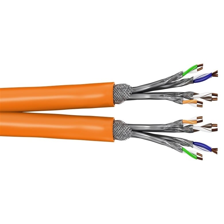 SFTP CAT7a duplex netwerkkabel | vaste aders | AWG23 | LSZH | oranje | 50 meter