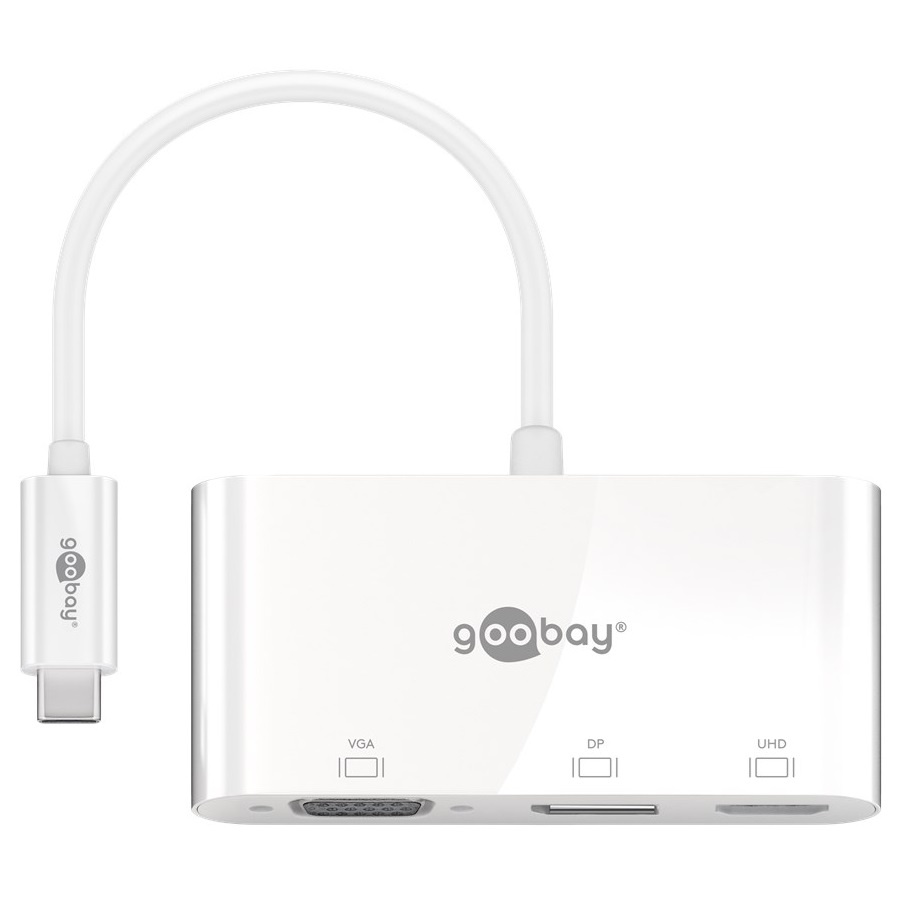 Goobay USB-C - DisplayPort 4K 60Hz, HDMI 4K 30Hz en VGA 1080p adapter | wit | 0,15 meter