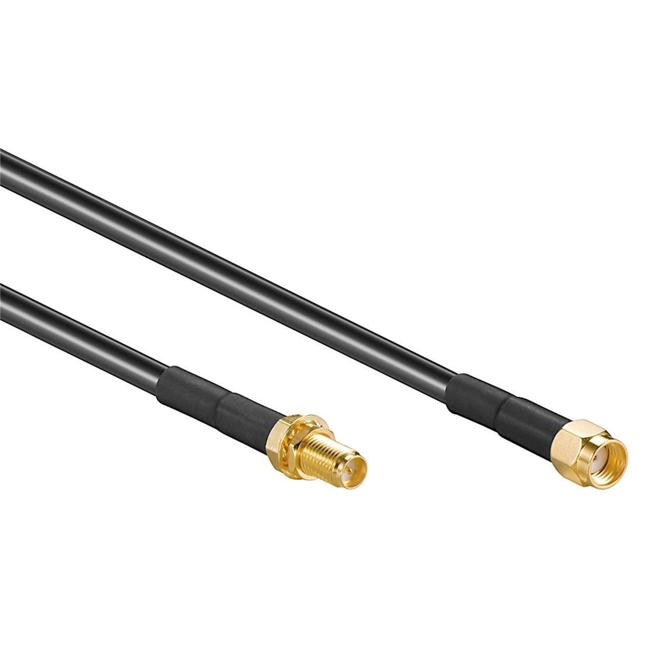 RP-SMA (m) - RP-SMA (v) verlengkabel - LMR195/RF195 - 50 Ohm / zwart -