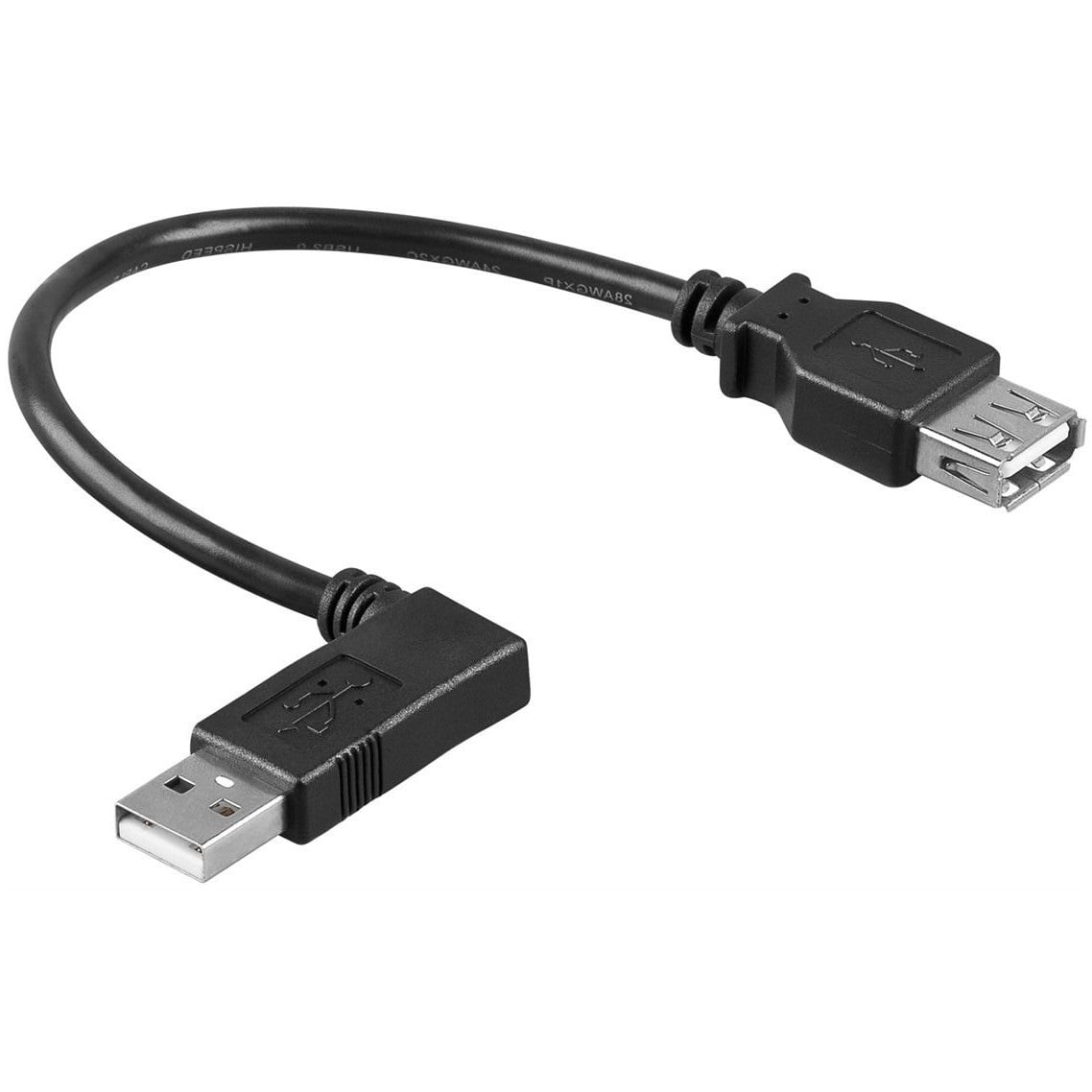 USB naar USB adapter / haaks naar rechts - USB2.0 - tot 2A / zwart - 0,30 meter