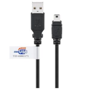 Goobay USB Mini B naar USB-A kabel - USB2.0 gecertificeerd - tot 1A / zwart (meerdere lengtes)