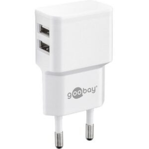 Goobay USB thuislader met 2 poorten - haaks - 2,4A / (meerdere kleuren)