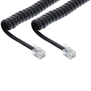 Goobay RJ10 telecom crossover spiraalkabel | | zwart (meerdere lengtes)