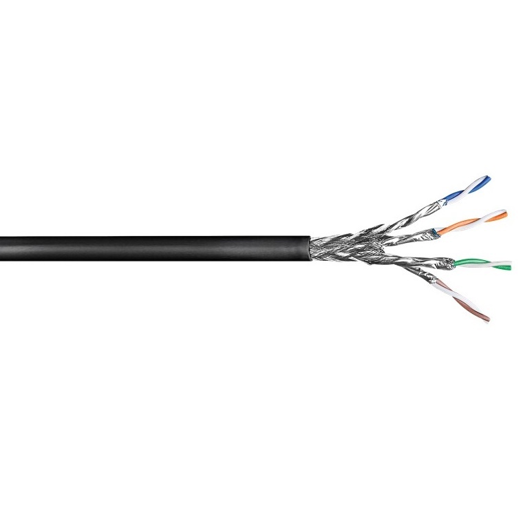 S/FTP CAT7 10 Gigabit 600 MHz outdoor netwerkkabel met vaste aders - AWG23 / zwart -