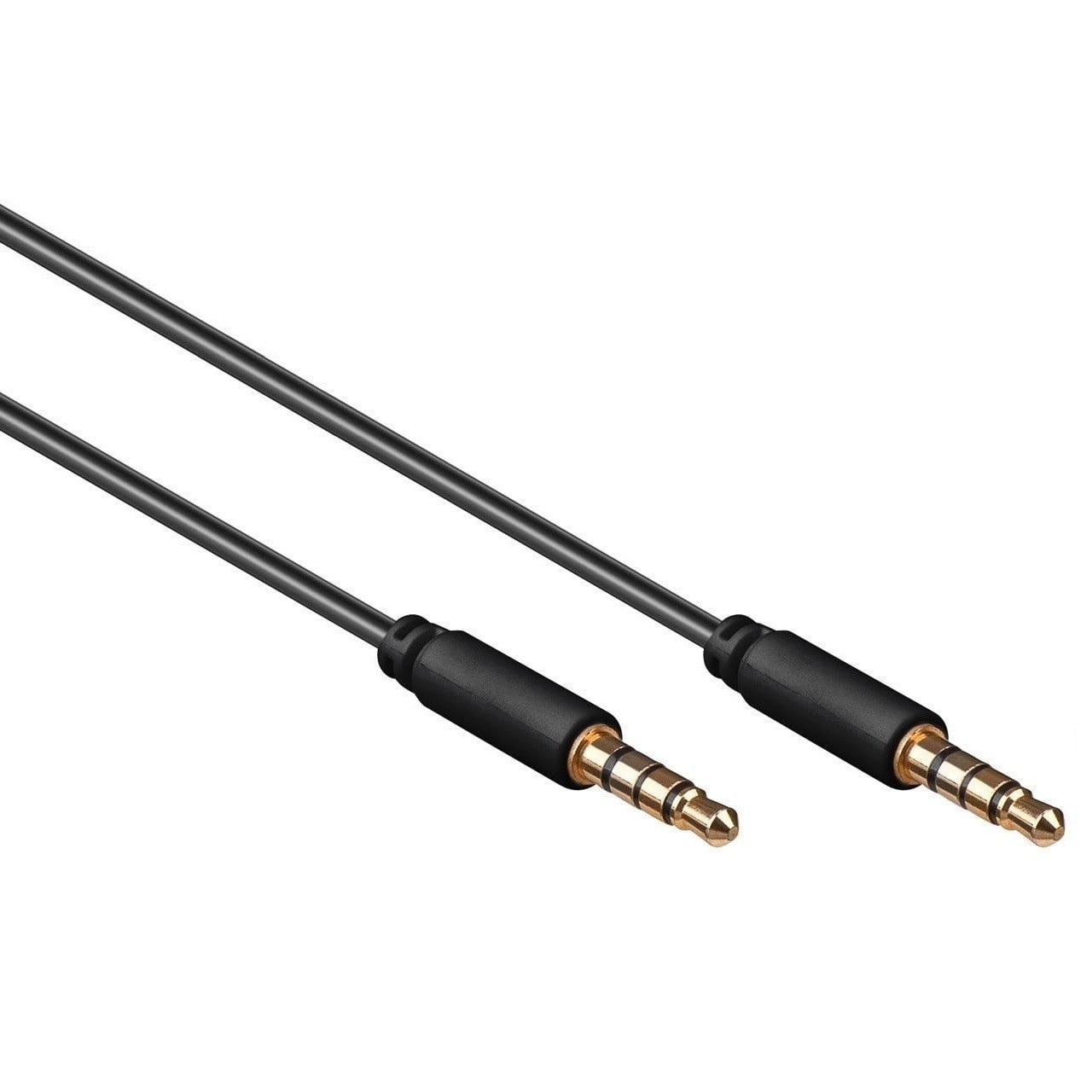 3,5mm Jack 4-polig audio slim kabel AWG28 / zwart - 1,5 meter