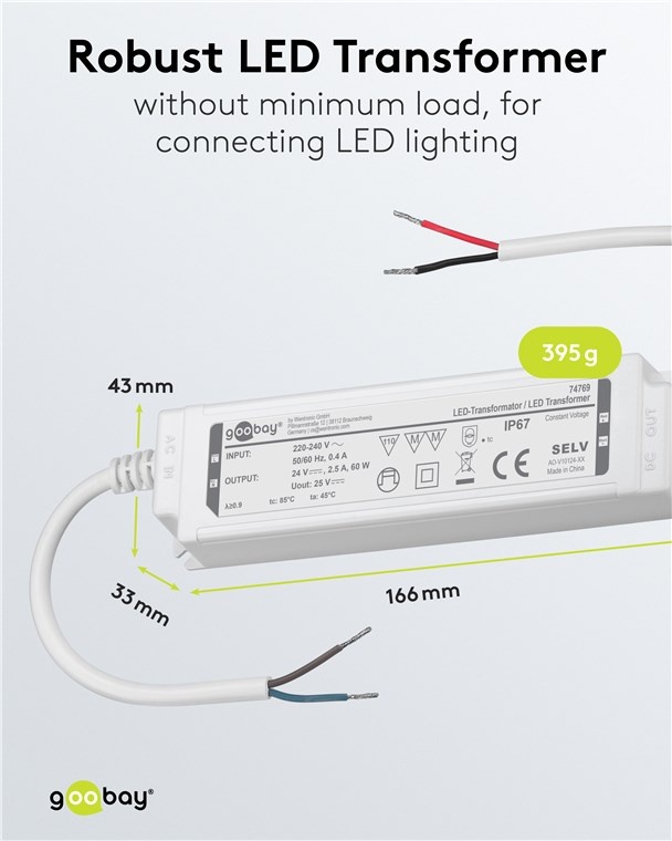 Goobay LED-transformator | 24V DC | 60W | IP67 - Afbeelding 3