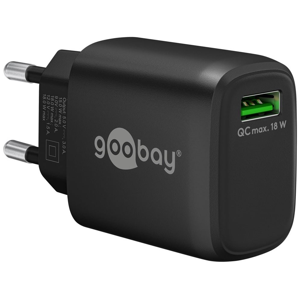 Goobay USB thuislader met 1 USB-A QC poort | 18W
