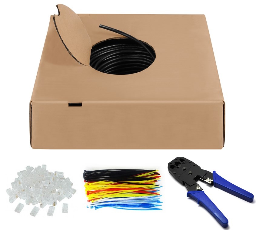 Goobay CAT 6 Outdoor Network Cable Set, U/UTP, black 100 m