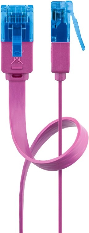 Goobay CAT 6A Flat Patch Cable U/UTP, magenta 0.5 m