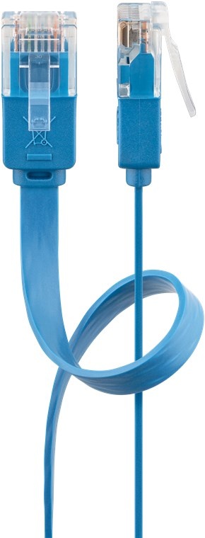Goobay CAT 6 Flat Patch Cable, U/UTP, blue 0.5 m