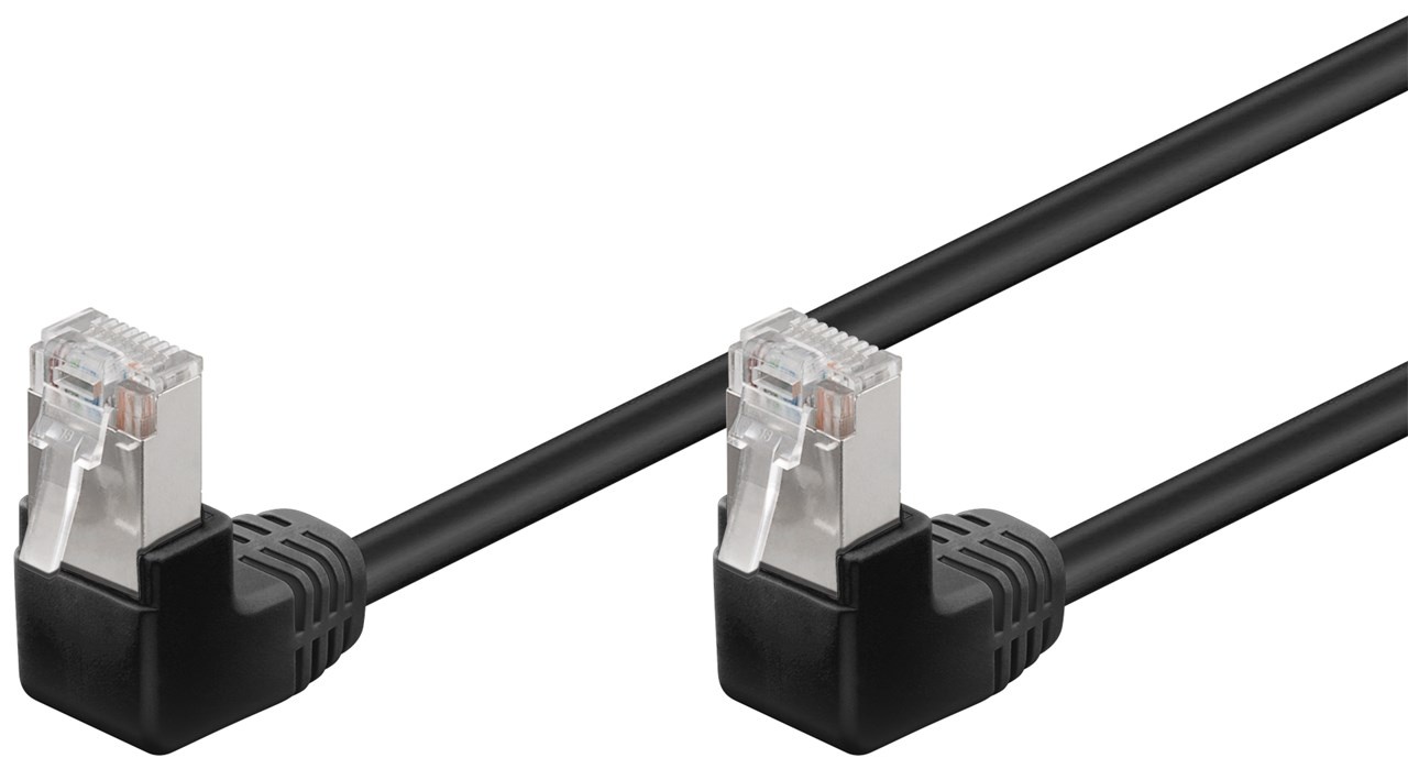 Goobay CAT 5e Patch Cable 2x 90° Angled, F/UTP, white 0.25 m