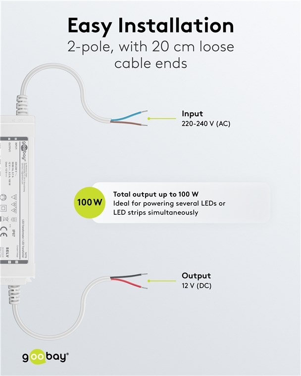 Goobay LED-transformator | 12V DC | 100W | IP67 - Afbeelding 4