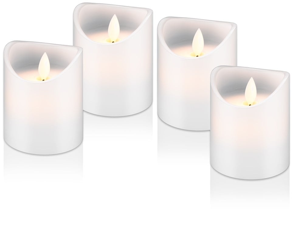 Goobay Set of 4 LED Real Wax Candles, red, incl. 12x AAA (LR03)