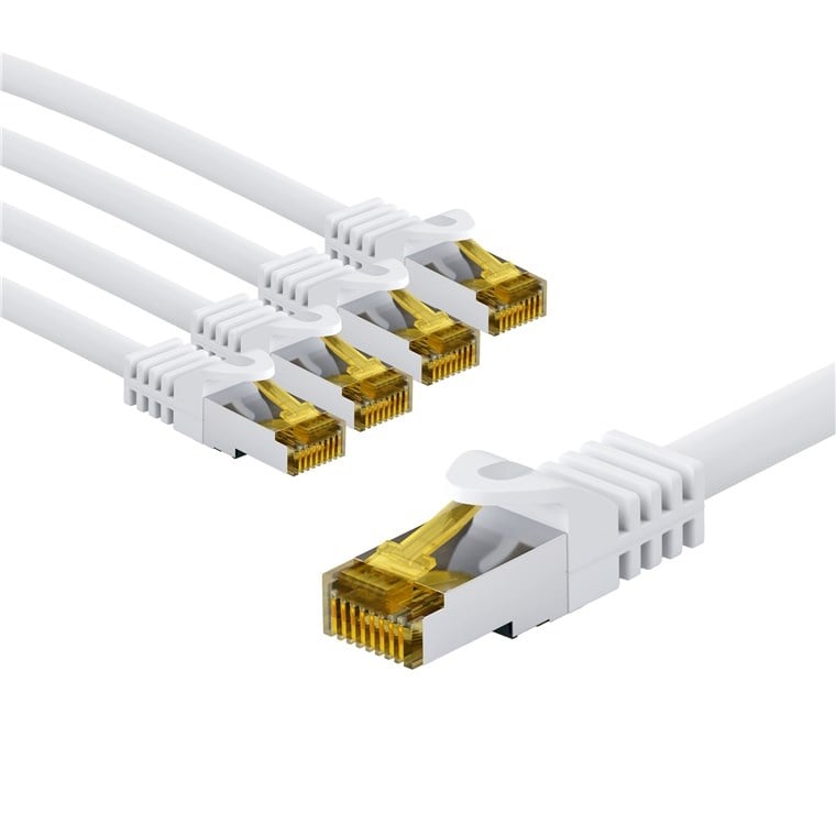Goobay RJ45 Patch Cord CAT 6A S/FTP (PiMF), 500 MHz, with CAT 7 Raw Cable, 3 m, blue, Set of 5