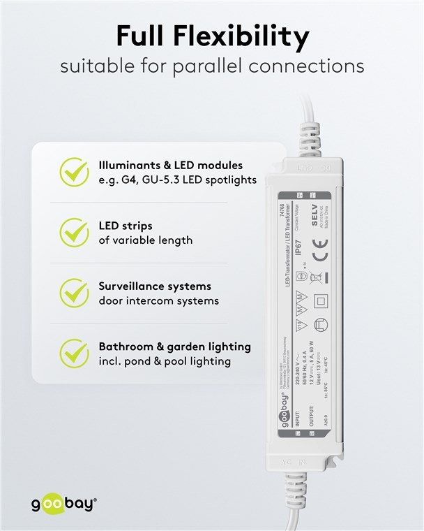 Goobay LED-transformator | 12V DC | 60W | IP67 - Afbeelding 7